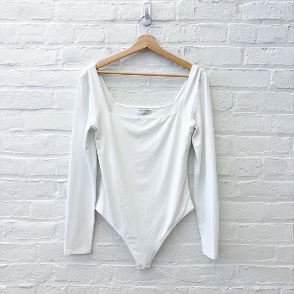 Babaton || Contour Squareneck Longsleeve Bodysuit‎ White Large